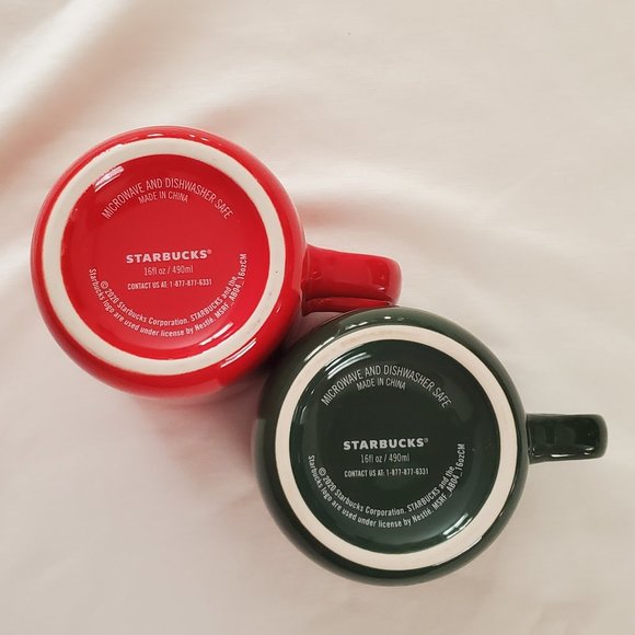 Starbucks Holiday Coffee Cup Set Red w/ Gold Swirl & Green w/ Light Gree… - Picture 9 of 9